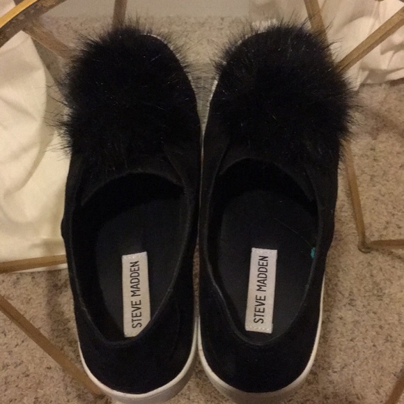 steve madden fur slip ons